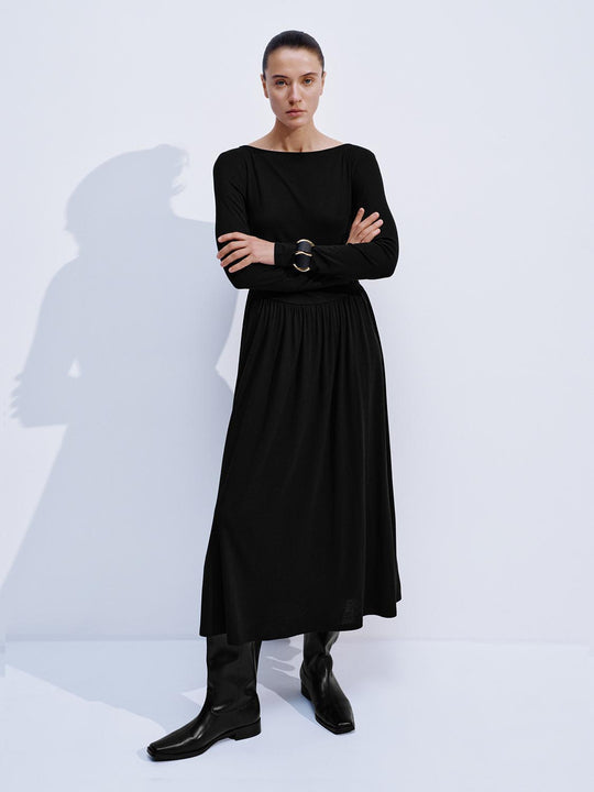Ruched Long Sleeve Midi Dresses