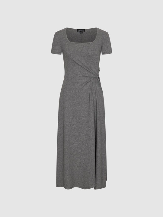 Scoop Neck Draped A-Line Midi Dresses