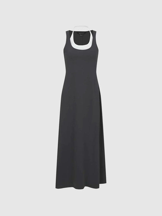 2 In 1 U Neck Sleeveless A Line Midi Dresses For Versatile Style