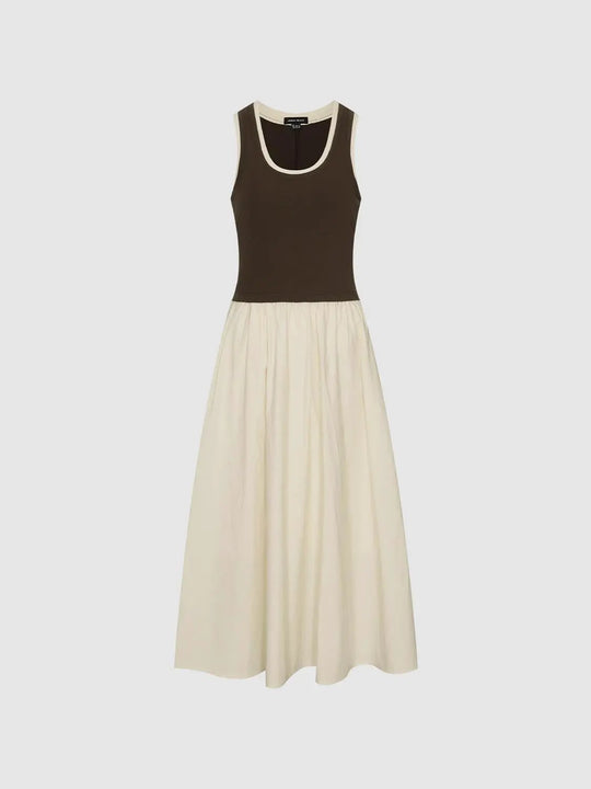 Scoop Neck Strappy A-Line Midi Dresses