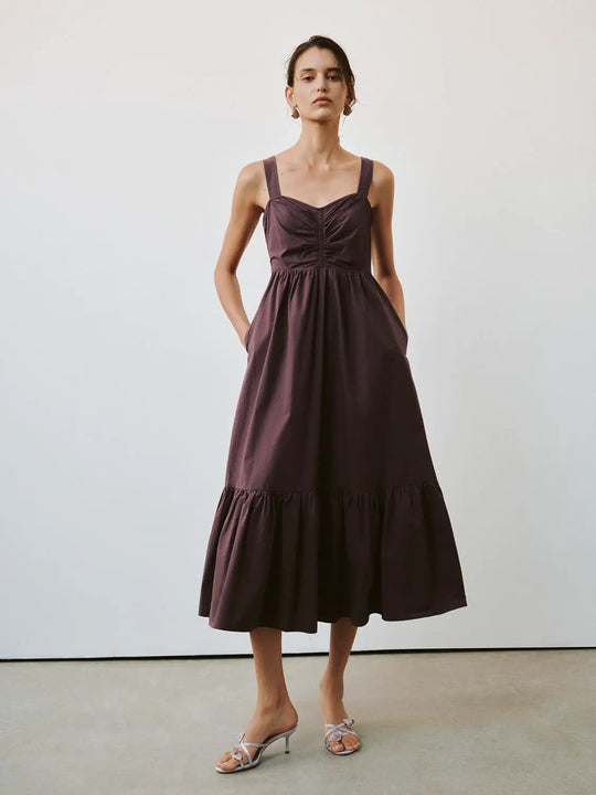 Strappy Shirred A Line Midi Dresses For Everyday And Evening Wear
