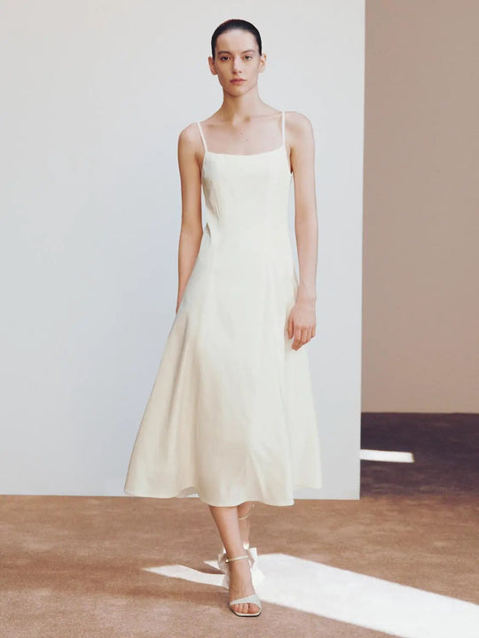 Viscose Blend Strappy A-Line Midi Dresses