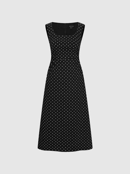 Polka Dot Knit Flattering Fit Sleeveless Dresses