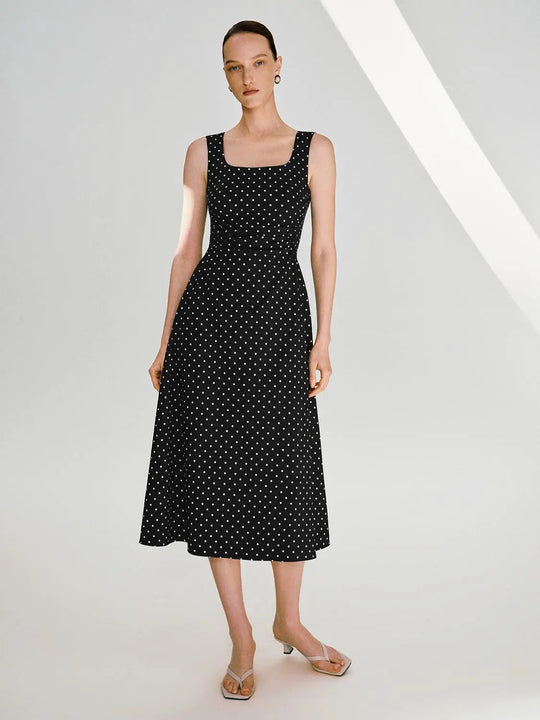 Polka Dot Knit Flattering Fit Sleeveless Dresses