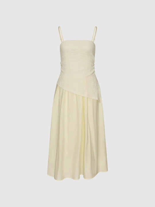 Thin Stretch Fabric Strappy A-Line Midi Dress
