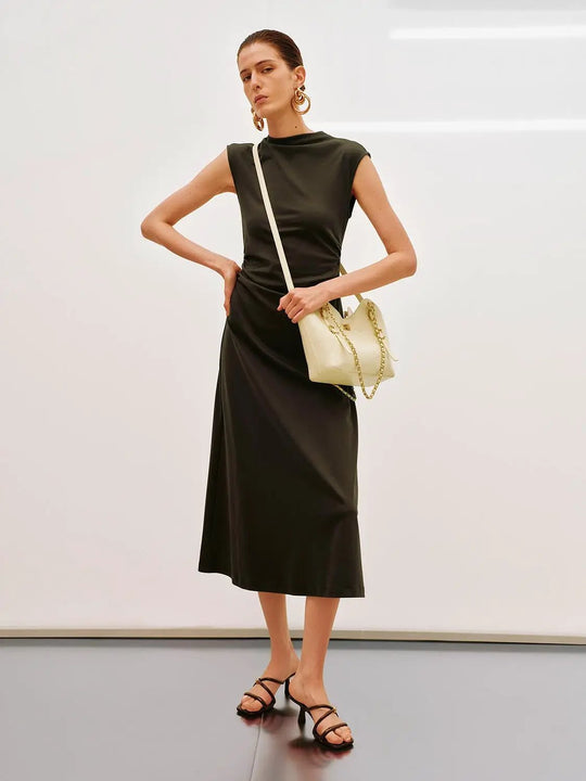 Cotton Ruched Sleeveless Dress