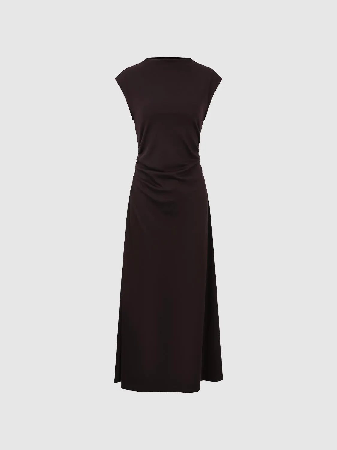 A-line dress, dark brown, maxi length by Urban Revivo Fashion