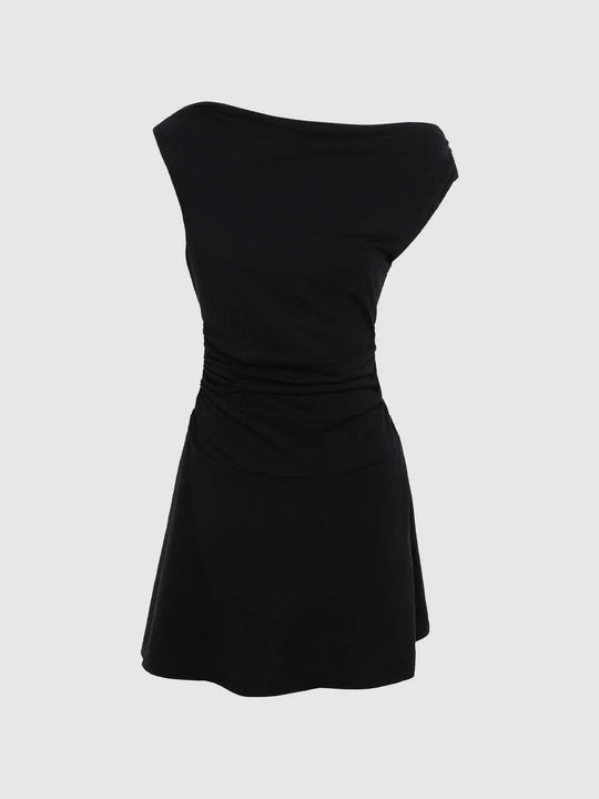 Thin Stretch Fabric Slight Stretch Silhouette Lightweight A-Line Dress