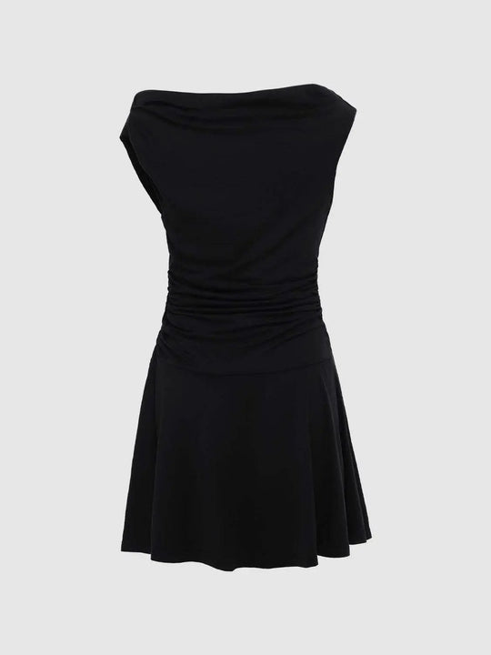 Thin Stretch Fabric Slight Stretch Silhouette Lightweight A-Line Dress