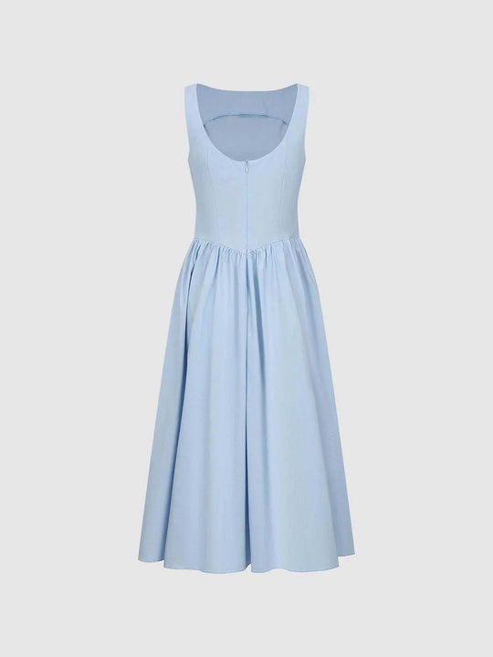 Front Zip Fit And Flare Maxi Dress