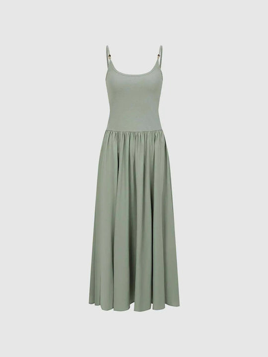 Cotton Lyocell Blend Knit And Woven With A-Line Silhouette In Lightweight, Slightly Stretch Fabric Dress
