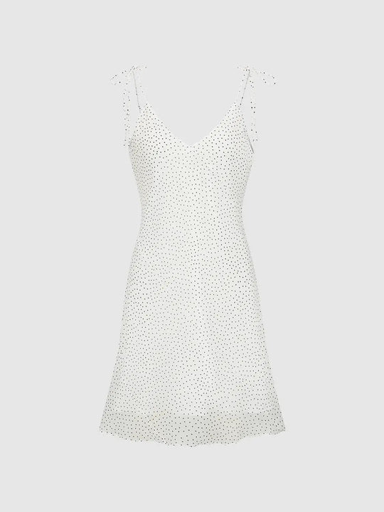 A-line Spaghetti Strap Polka Dot Print Dress