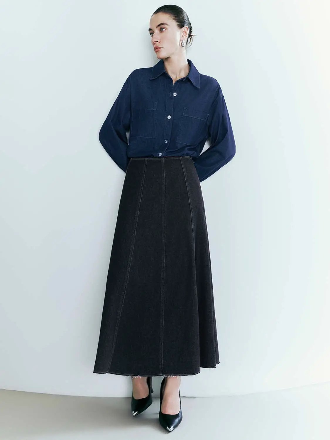 Midi Denim Skirt by Urban Revivo Fashion