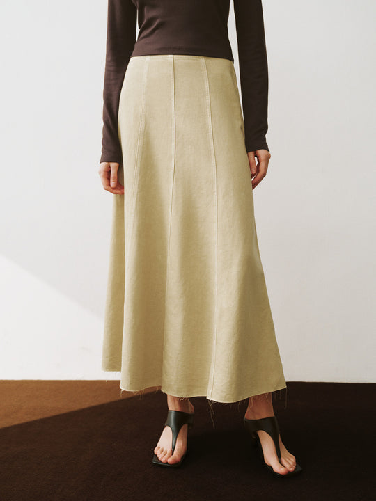 Midi A-Line Denim Skirt