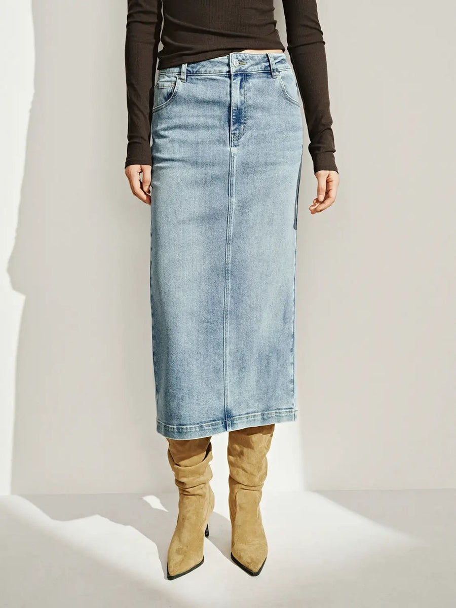 URBAN COWGIRL DENIM MIDI SKIRT