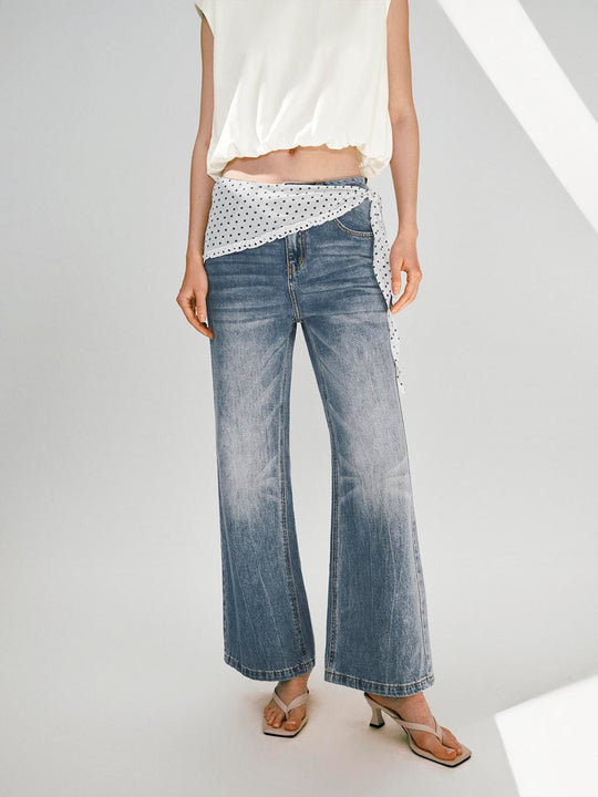 Polka Dot Shirt Extender Overlay Wide Leg Jeans