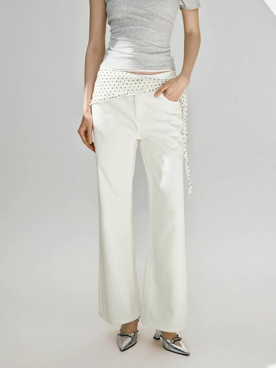 Polka Dot Shirt Extender Overlay Wide Leg Jeans