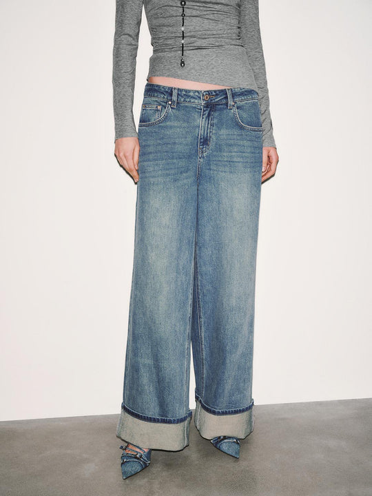 Cuffed Wide Leg Jeans