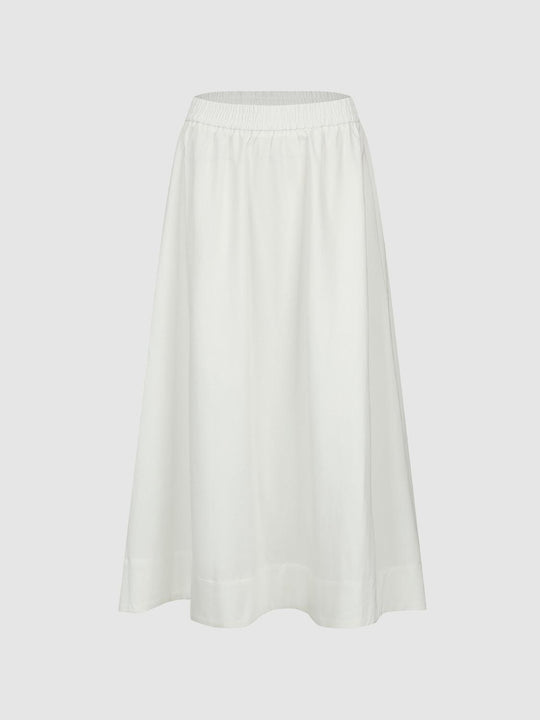 Pull On Denim Midi Skirts