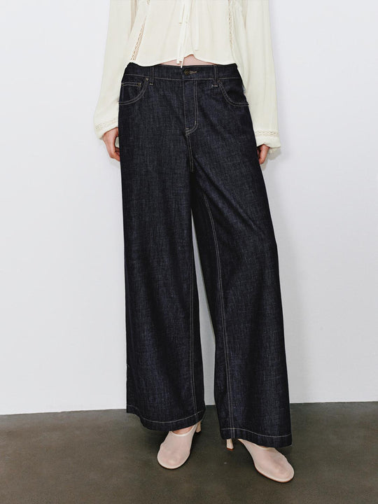 Stitch Detail Straight Leg Jeans