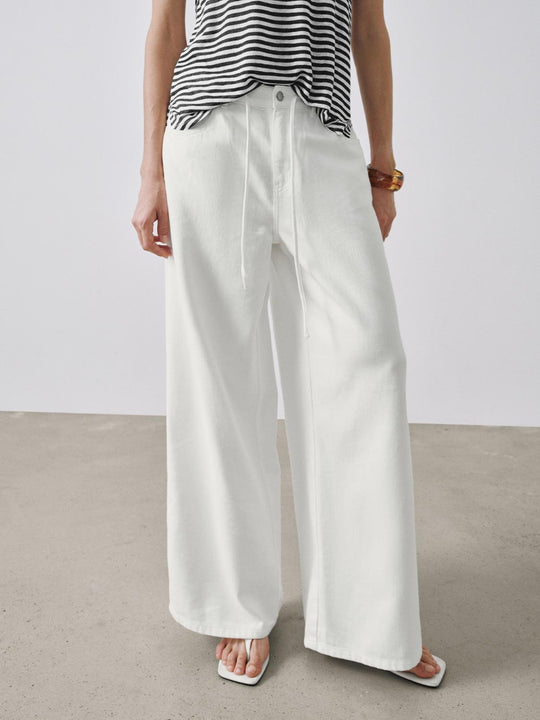 Drawstring Wide Leg Jeans