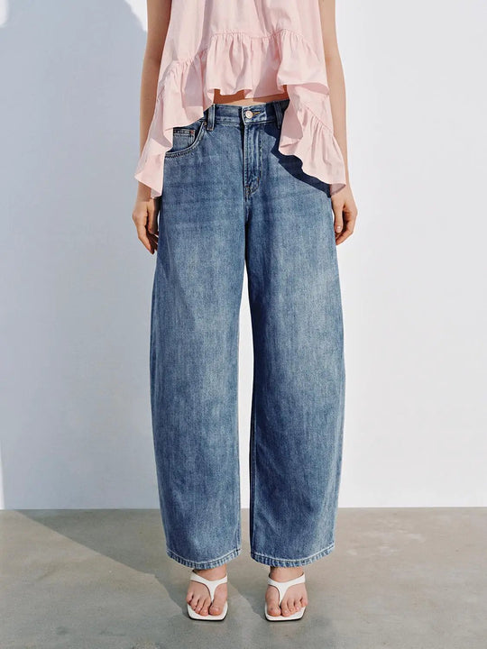 Barrel Leg Jeans With Slight Stretch For Everyday Comfort