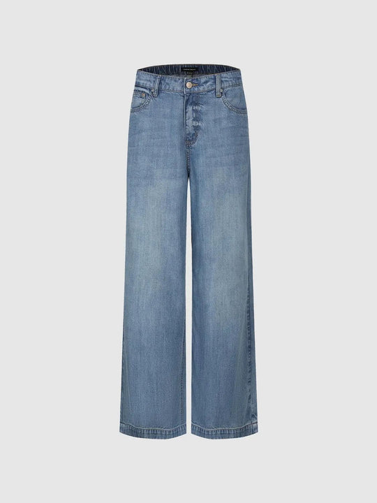 Lyocell Denim Wide Leg With Subtle Fade Jeans