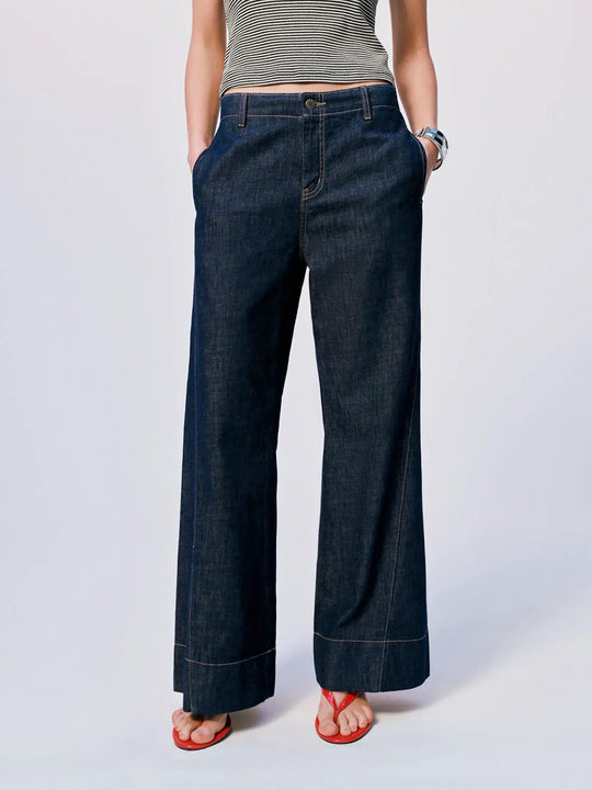 Cotton Denim High-Rise Relaxed Wide-Leg Jeans