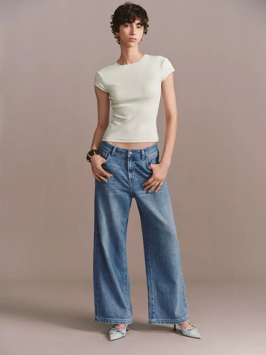 Classic Wide Leg Denim Jeans