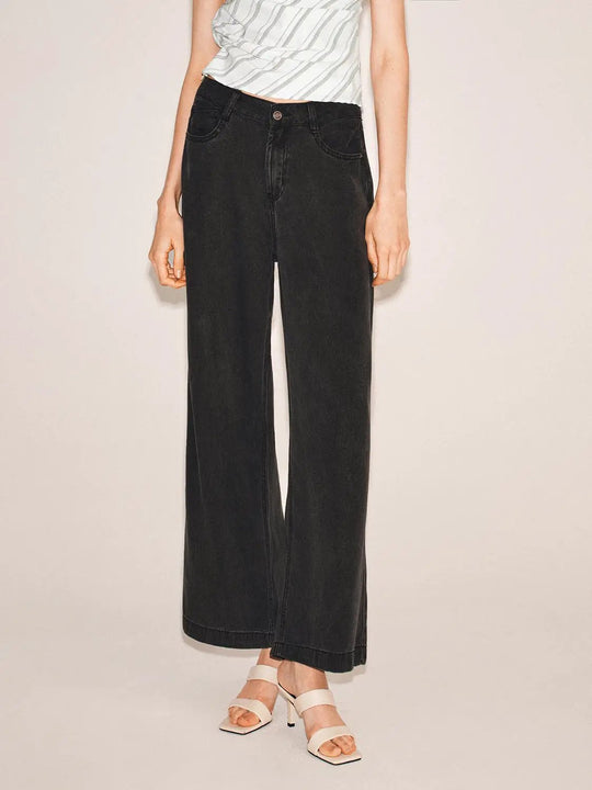 Solid Wide-leg Jeans