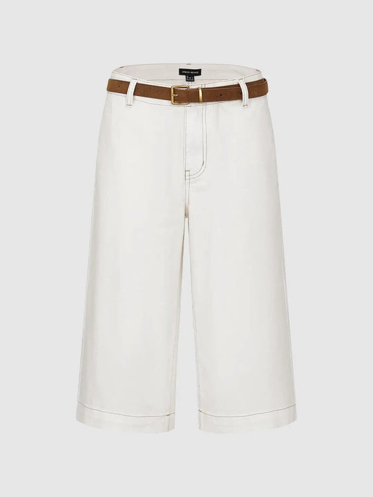 Cotton Decorative Belt Seam Details Jeans