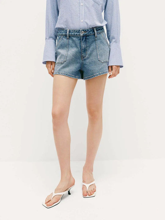 Cotton Front Slant Pockets Shorts