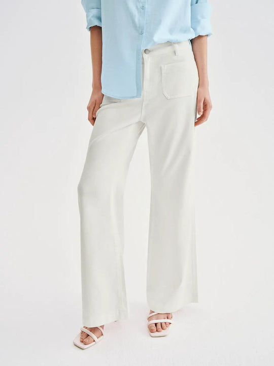 Casual Wide-leg Cotton Lyocell Blend Pants