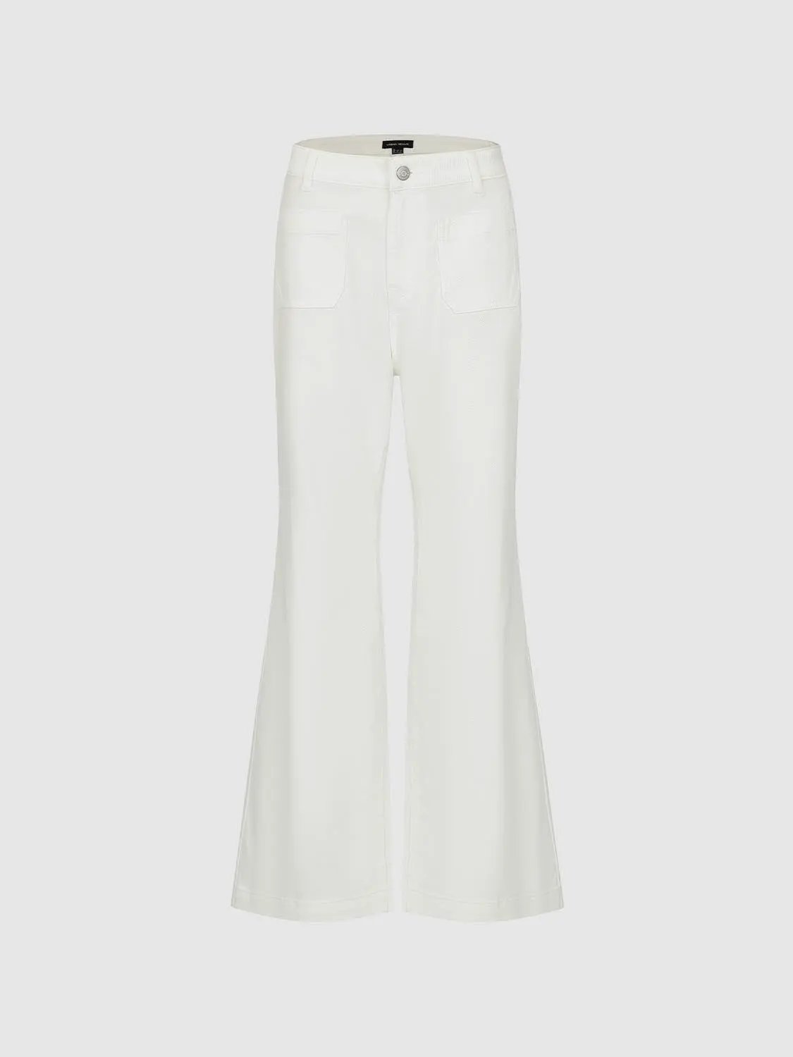 Casual wide-leg cotton-lyocell blend pants, white, Urban Revivo Fashion