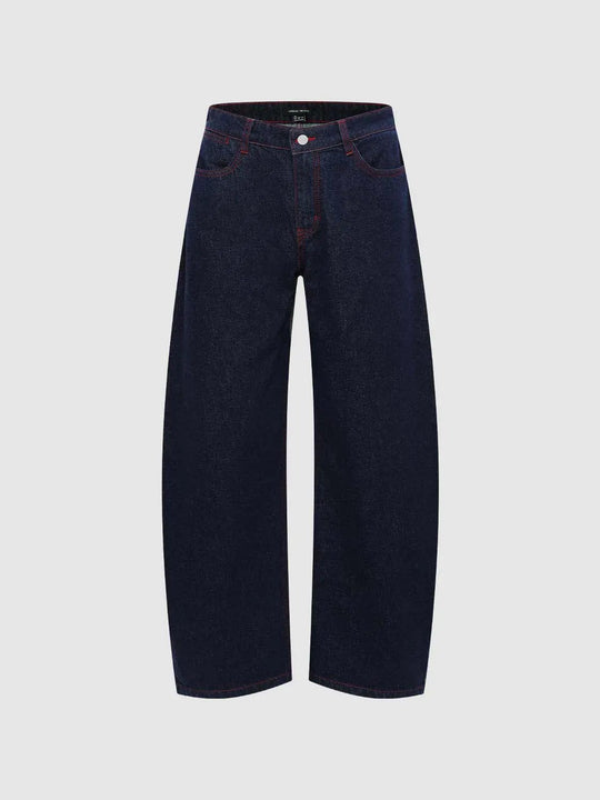 Raw Hem Wide-leg High-rise Cotton Jeans