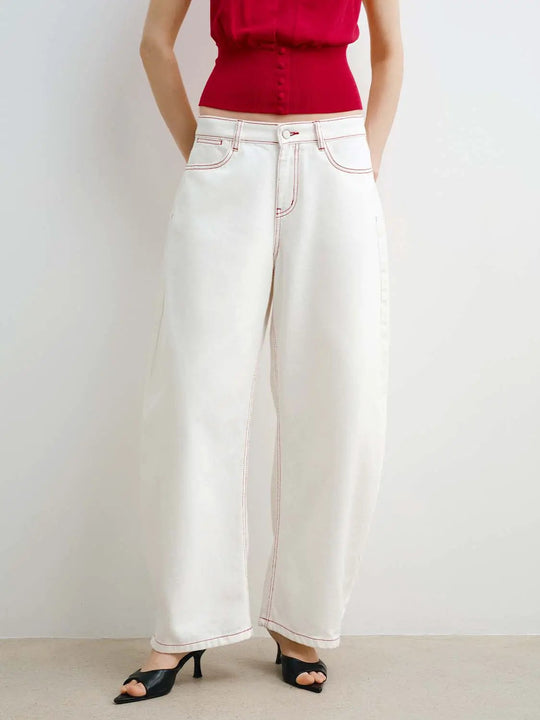 Cotton Lyocell Denim Medium-Weight Non-Stretch Durable Construction With Clean Lines Jeans