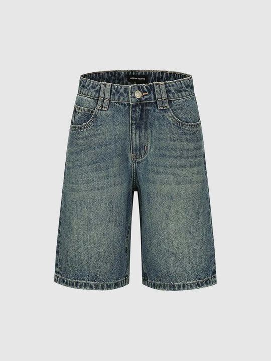 Denim Wide-leg Cotton Shorts