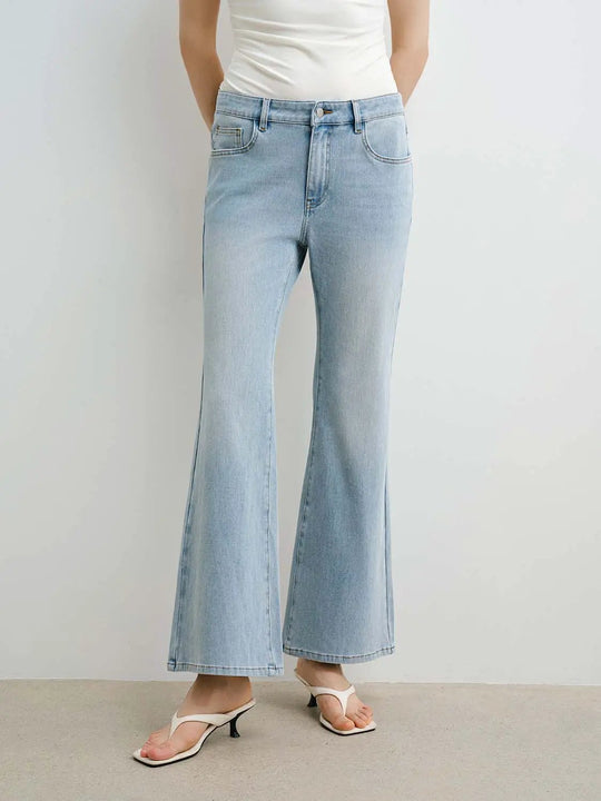 Cotton Denim Flared Jeans