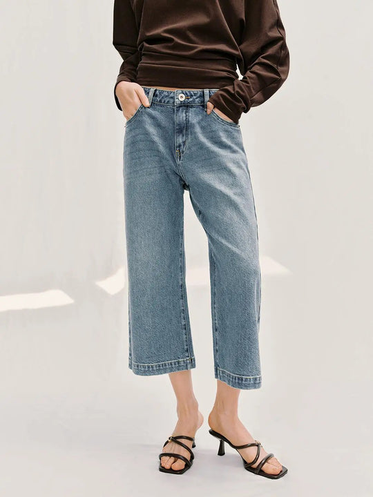 Relaxed Straight Classic Washed Cotton Jeans