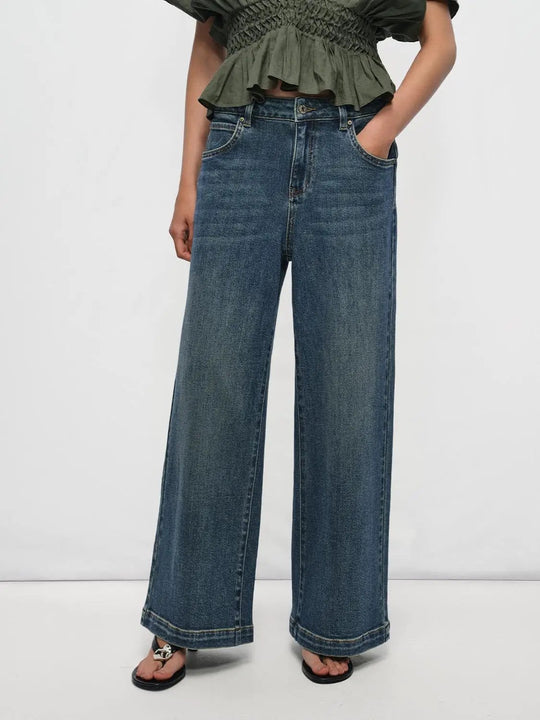 Mid-waist Wide-leg Denim Jeans