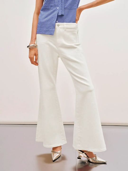 Wide-leg Slight Stretch Cotton Pants