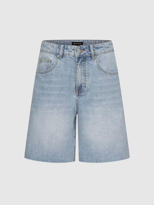 Wash Wide-leg Denim Shorts