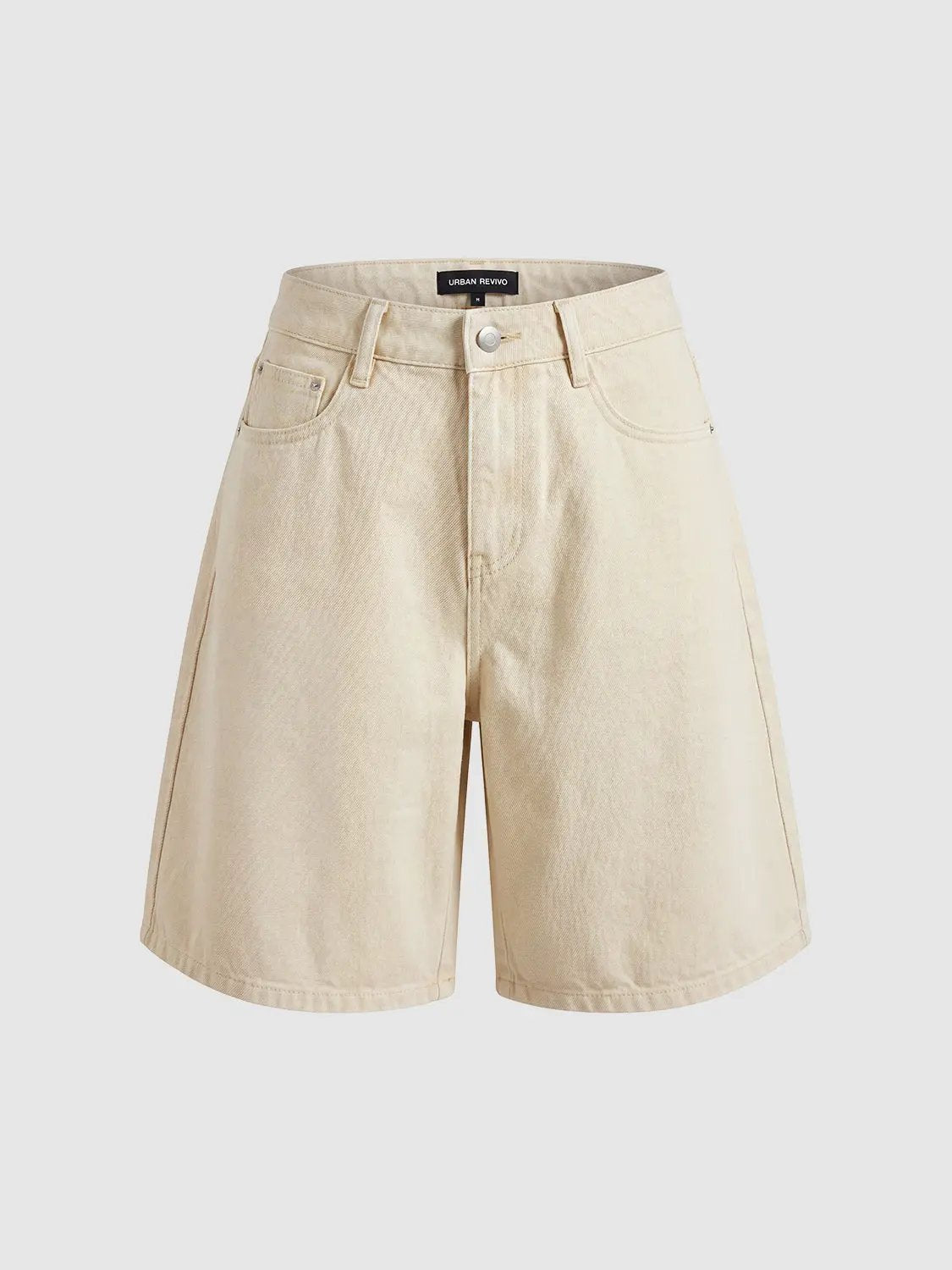 Casual Relaxed Washed Beige Cotton Shorts by Urban Revivo Fashion