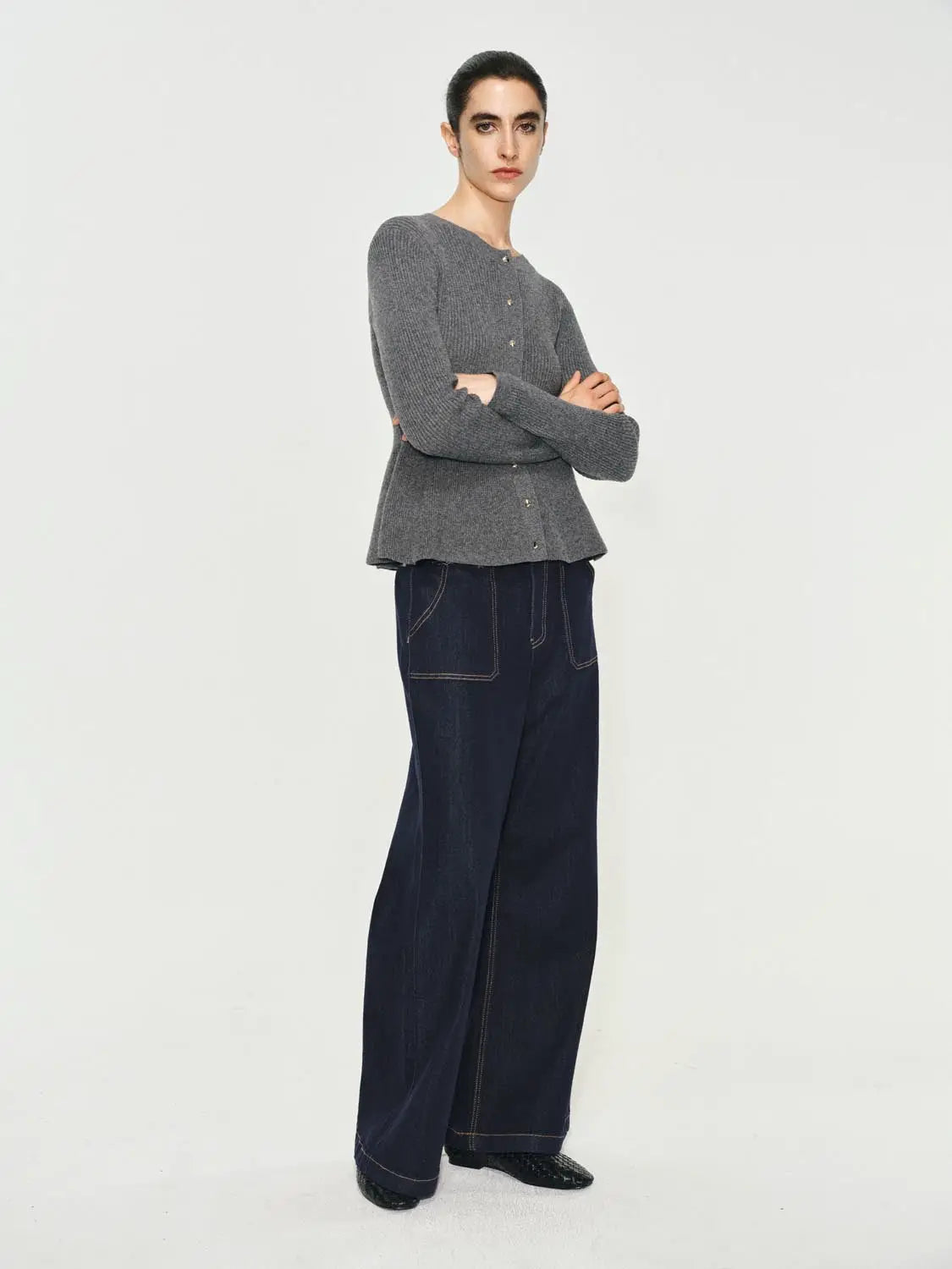 Jeans by Urban Revivo Fashion in dark indigo denim, wide-leg silhouette