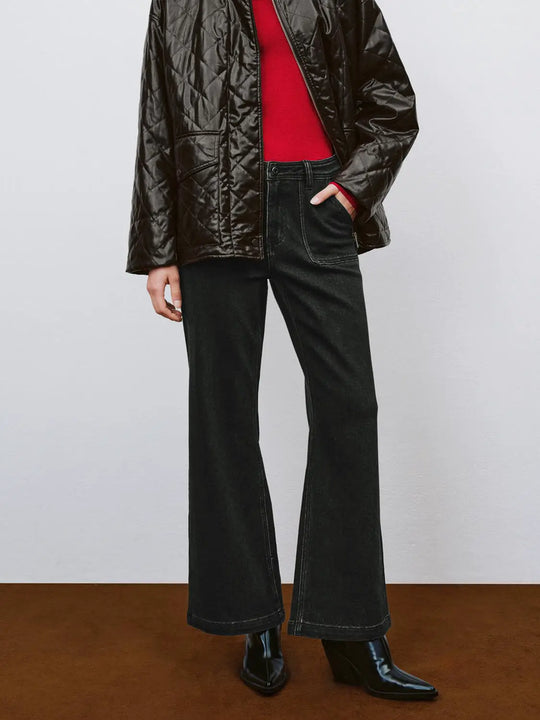 Cotton Blend Mid-rise Wide-leg Jeans