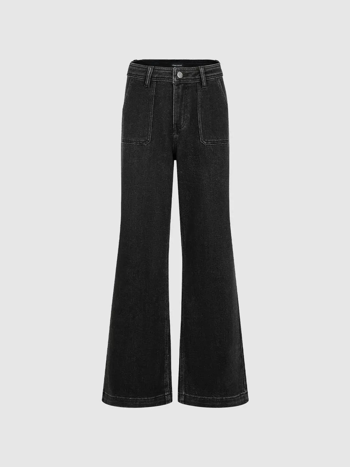 Jeans by Urban Revivo Fashion in black denim, wide-leg full-length style