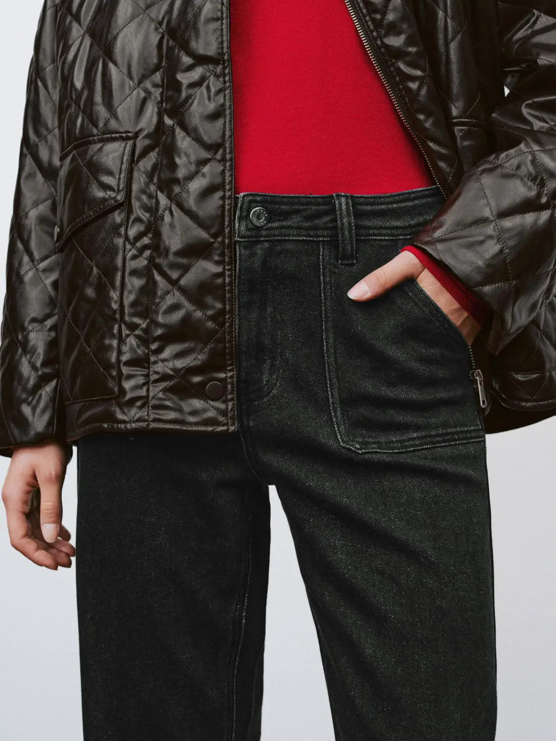 Jeans by Urban Revivo Fashion in black denim with front pockets and belt loops