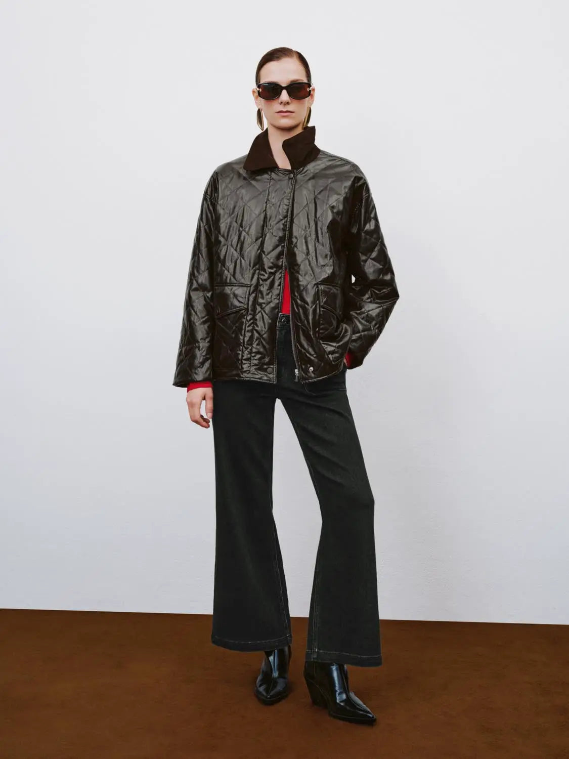 Jeans by Urban Revivo Fashion in dark denim, styled with a black quilted jacket