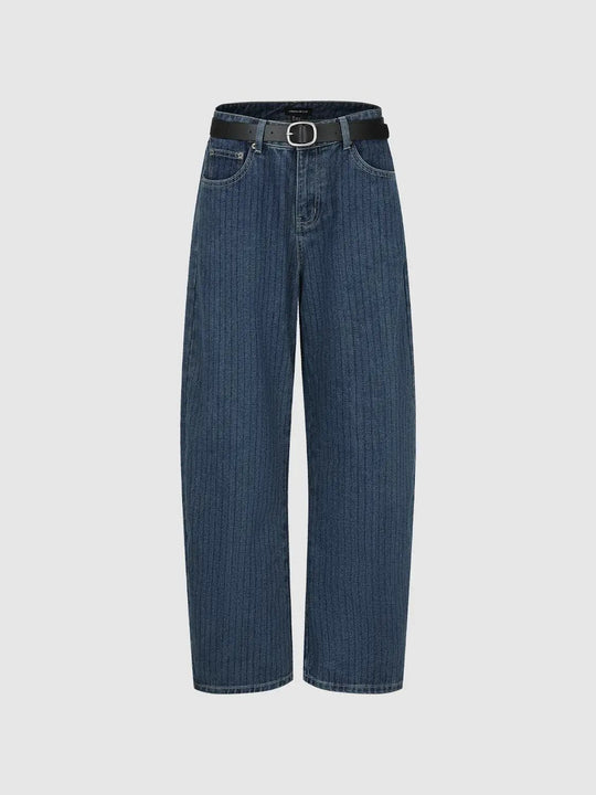 Mid-rise Wide-leg Wash Cotton Jeans