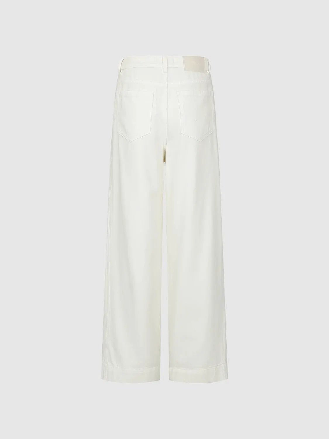 Jeans, white wide-leg back view with rear pockets, Urban Revivo Fashion